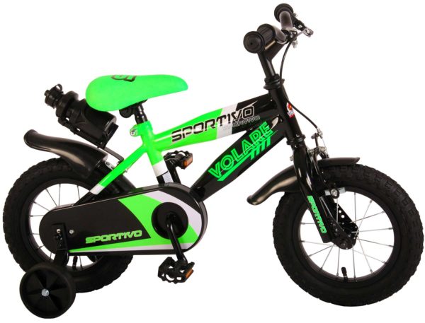 Sportivo Kinderfiets - 12 inch - Neon Groen Zwart