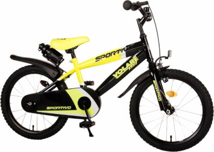 Kinderfiets Sportivo - Jongens - Neon Geel Zwart - 18 inch