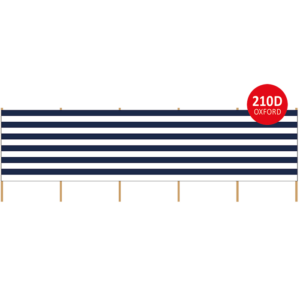 windscherm 6 meter blauw wit