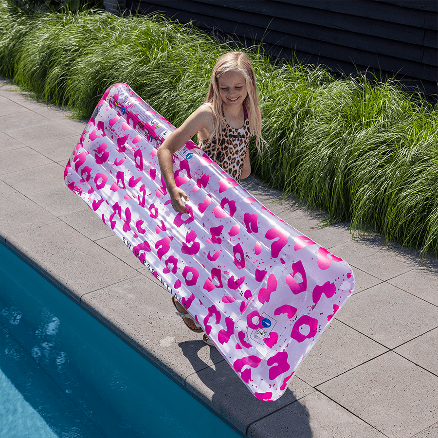 Luchtbed luxe panterprint neon 177 cm