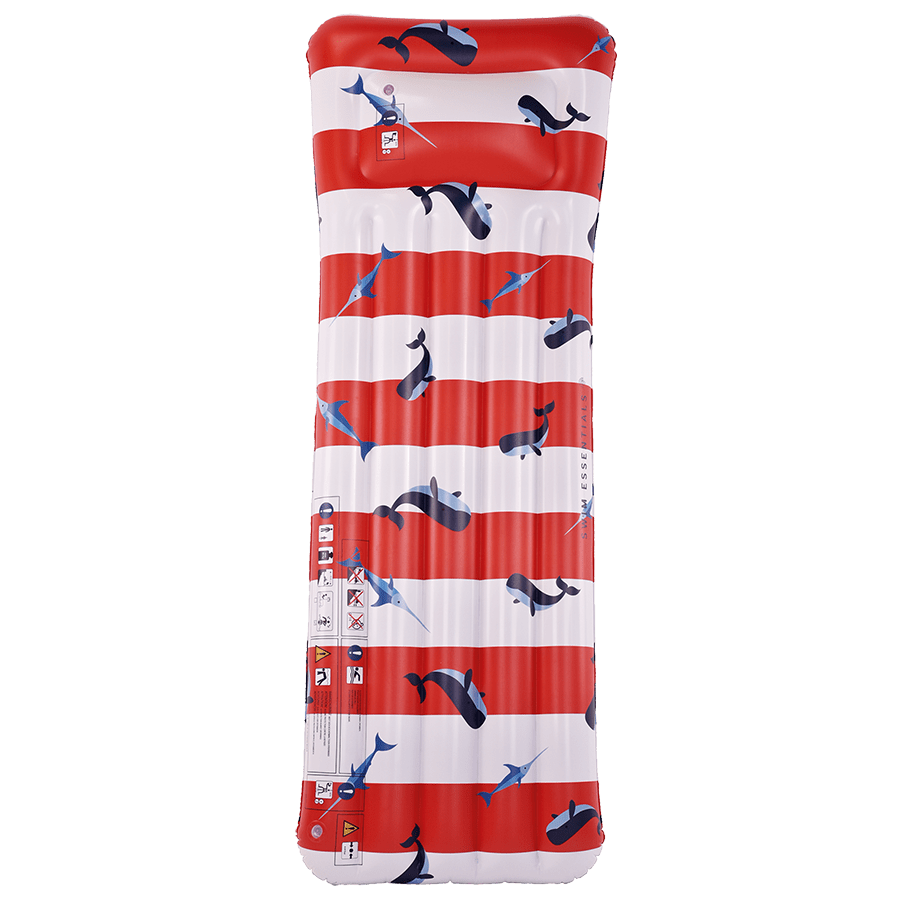 Luchtbed luxe walvis rood/wit 177 cm