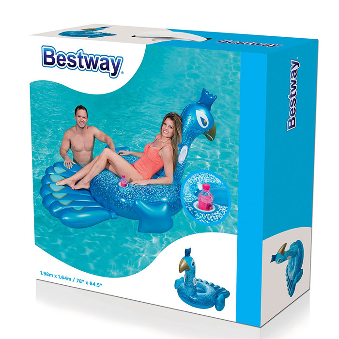 Opblaas pauw ride-on 198 cm