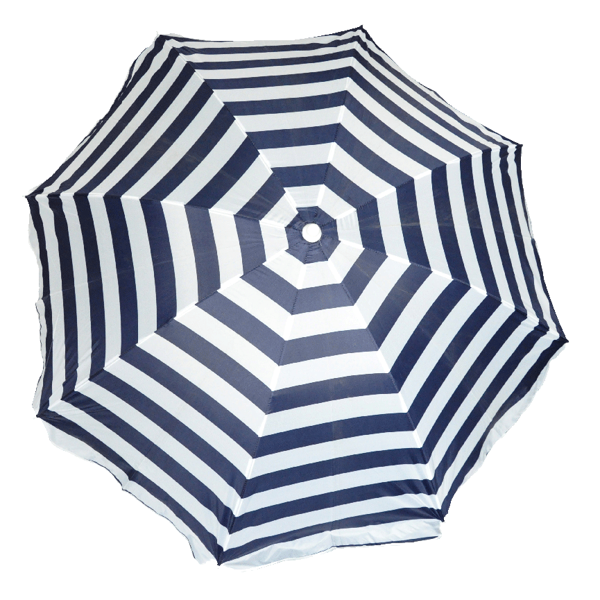 Strandparasol navy blue stripes 180 cm polyester