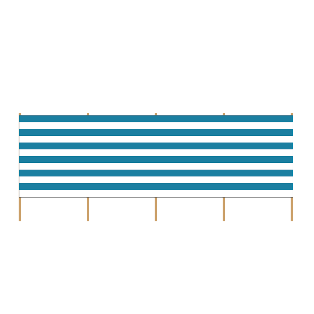 Strand Windscherm 4 meter blauw-wit