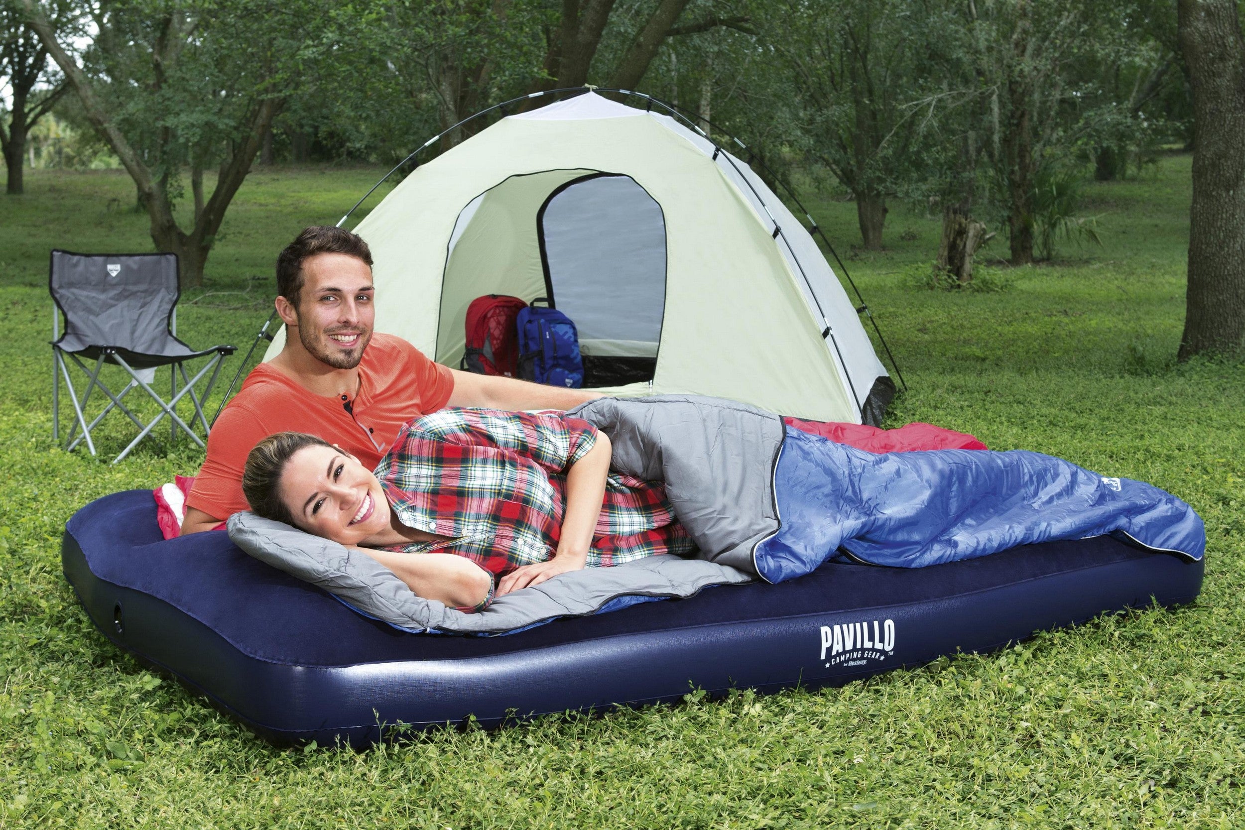 Camping luchtbed met voetpomp 191x137x28 cm