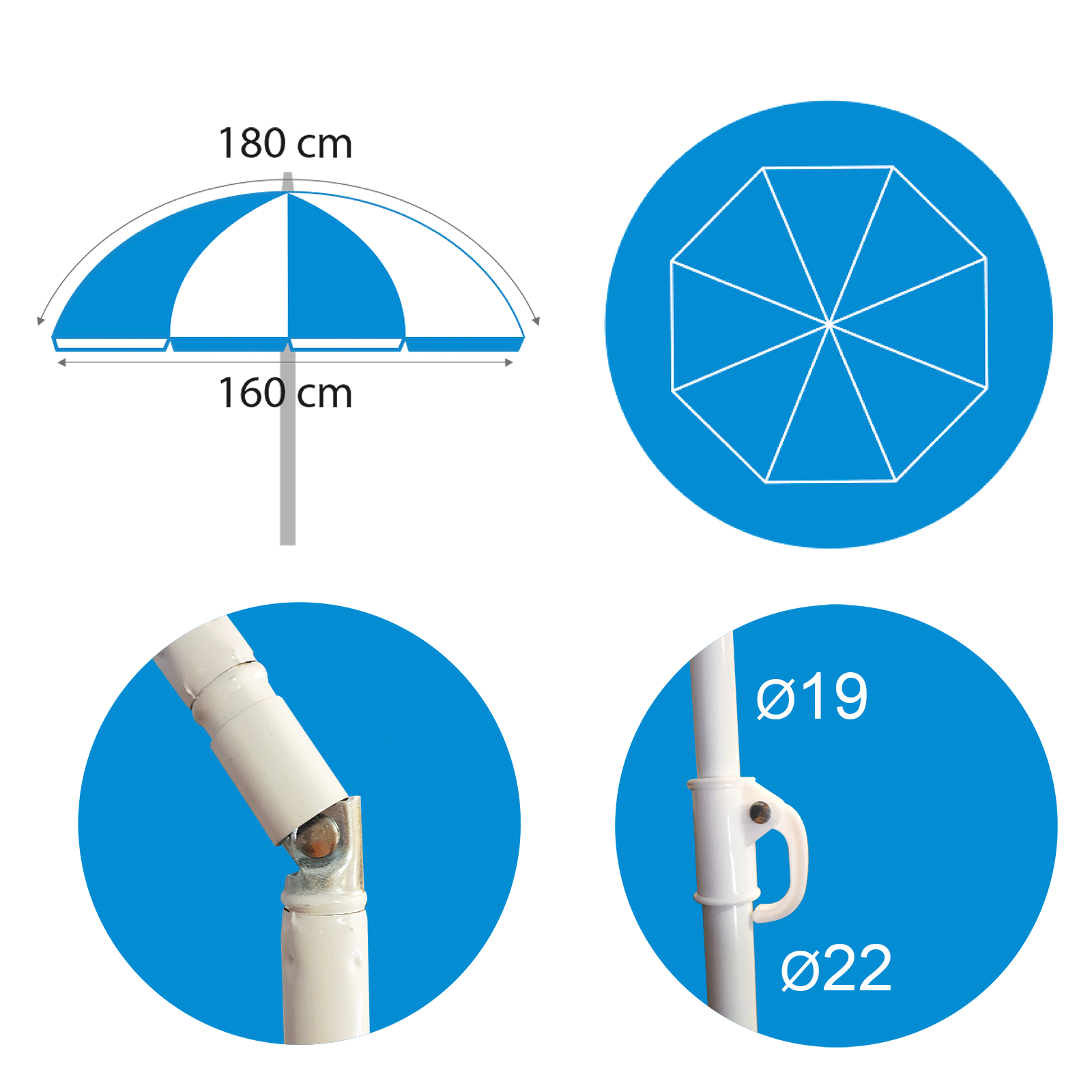 Strandparasol Rayures 180 cm