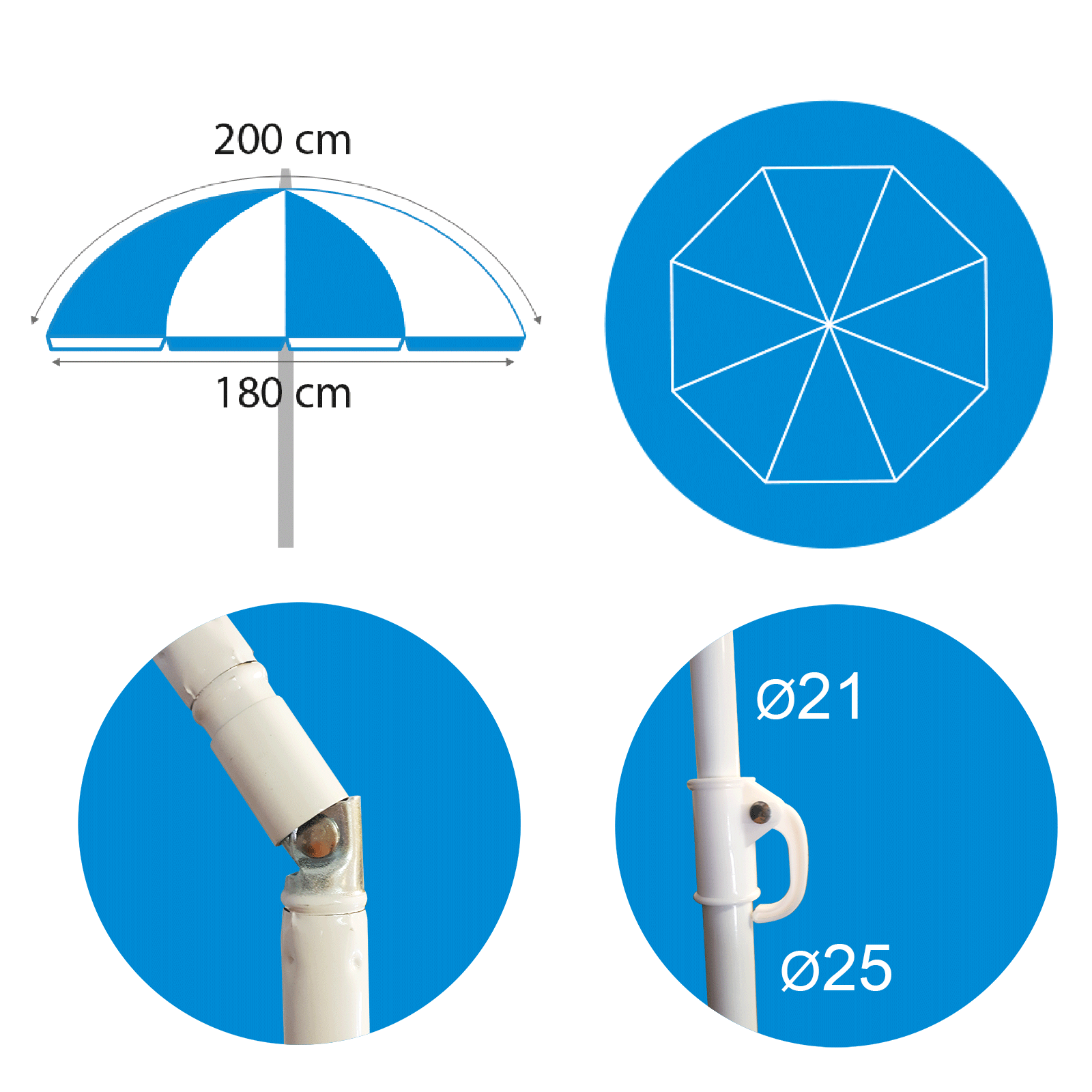 Strandparasol glamour beach 200 cm